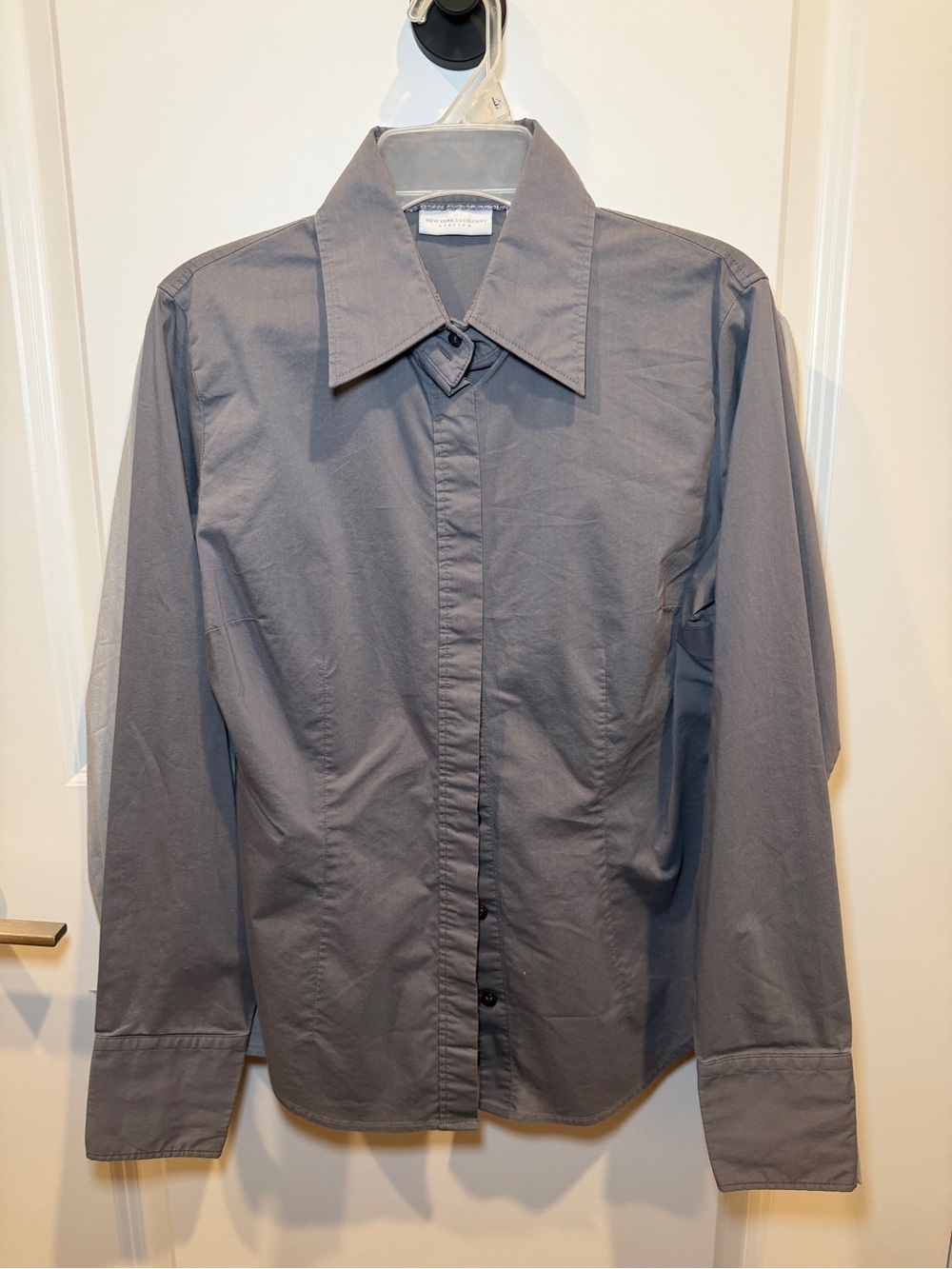 New York & Company Men's Gray Dress Shirt — Spread Collar Button-Down